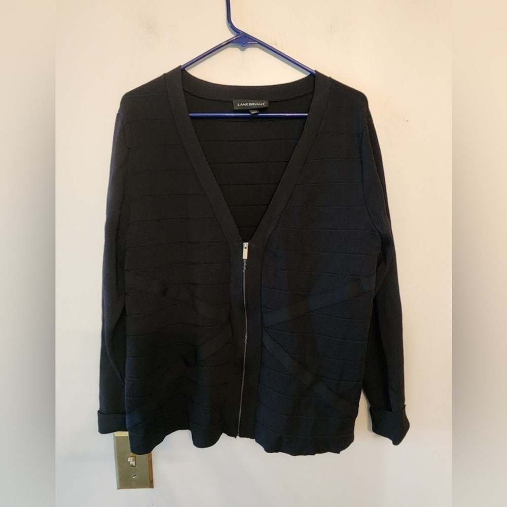 Lane Bryant black zip up sweater jacket size 18/20
